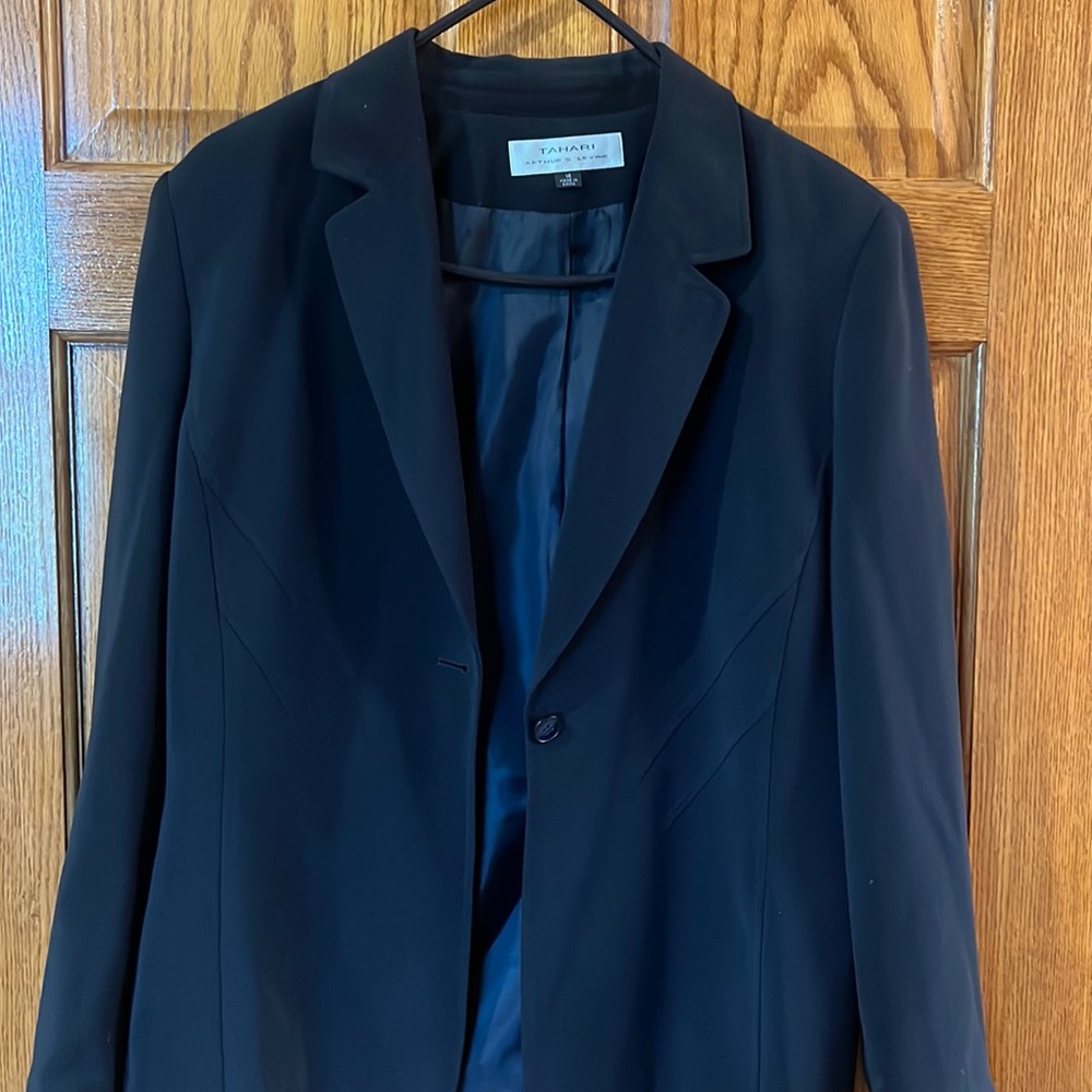 Navy blue pants suit